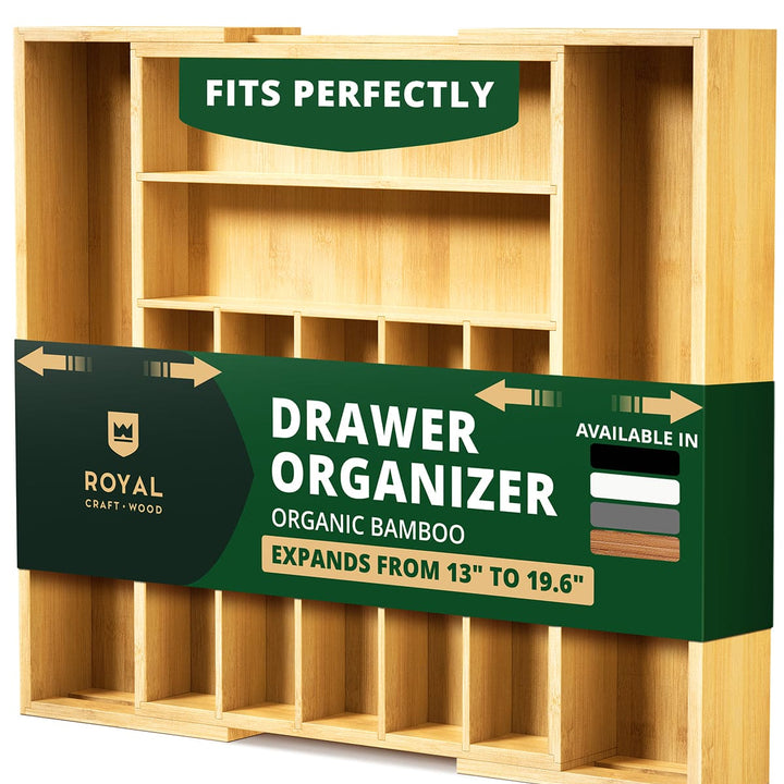 Royal Craft Wood 9-Slot Expandable Bamboo Drawer Organizer