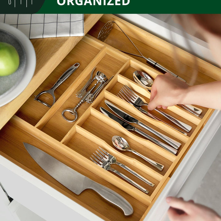 Royal Craft Wood 9-Slot Expandable Bamboo Drawer Organizer