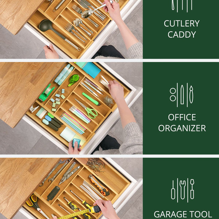 Royal Craft Wood 9-Slot Expandable Bamboo Drawer Organizer