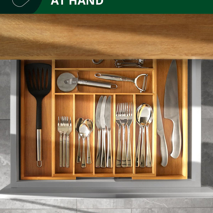 Royal Craft Wood 9-Slot Expandable Bamboo Drawer Organizer