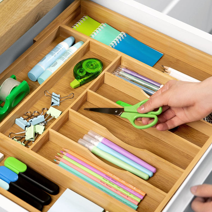 Royal Craft Wood 9-Slot Expandable Bamboo Drawer Organizer